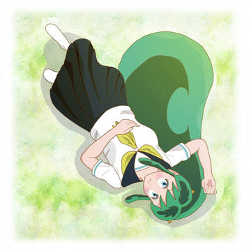 草原に寝転ぶラムちゃん