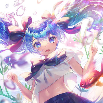 水中の暖かい光の中で