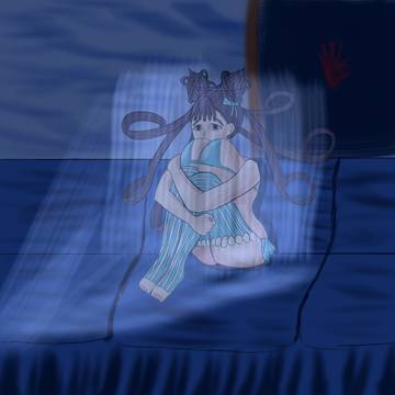 Murasaki watching horror movies