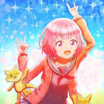 狐のぬいぐるみと遊ぶえむちゃん🦊