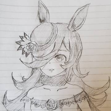ライスシャワー(鉛筆画)
