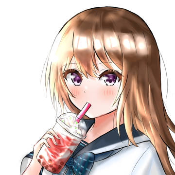 いちごのタピオカジュースを飲んでる女子高生