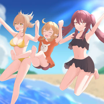 火女子で海！