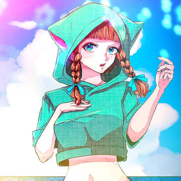 猫耳フードの女の子塗ってみた
