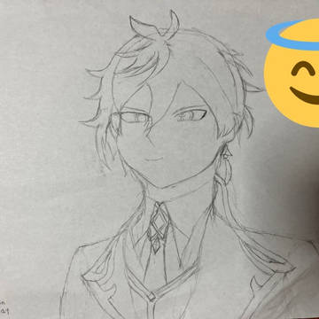 途中で描くのを諦めた鍾離先生