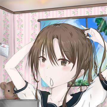 三編みしようとしてる女の子