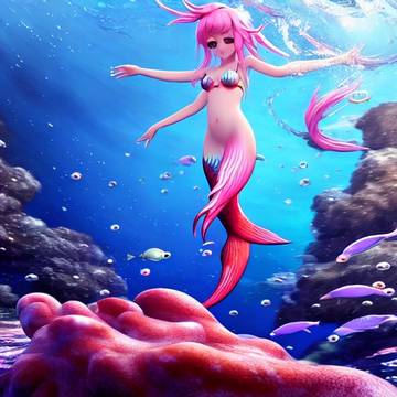 人魚の少女、深海にて獲物を追う。