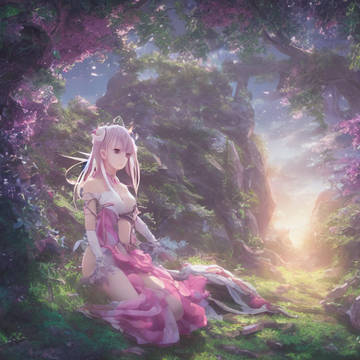 花のトンネルと少女