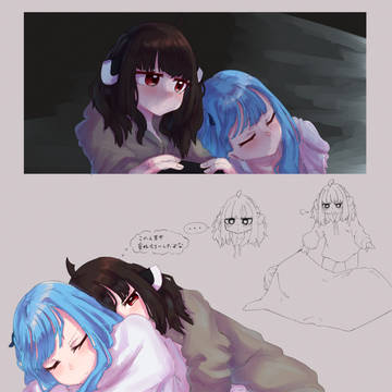 三女と青いの
