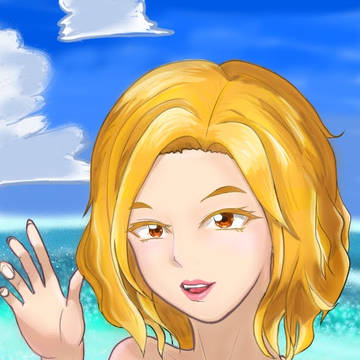 金髪かきあげショート