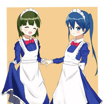 嬉しそうなメイドさんと恥ずかしそうなメイドさん