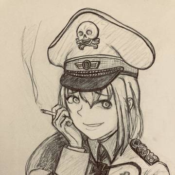 航空隊の制服を着るフリューゲルク