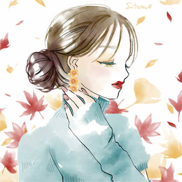 落ち葉とお花ピアス