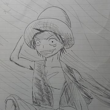 見ないで描いたルフィ