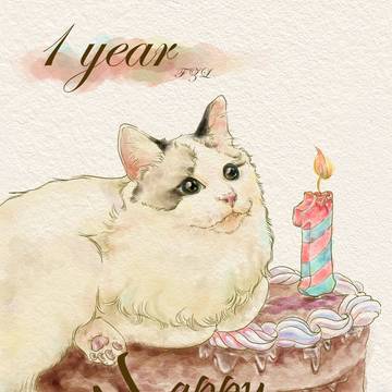 西瓜的一周岁生日贺卡~