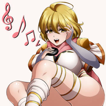 ワイヤレスイヤホンを聴きながら歌を口ずさむ聖女様