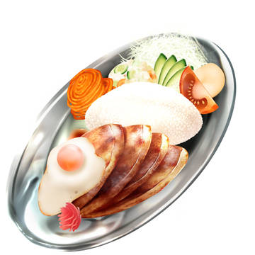 銀皿_しょうが焼き