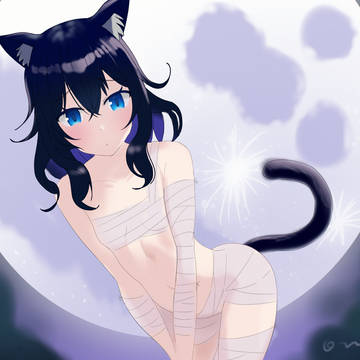 月と黒猫