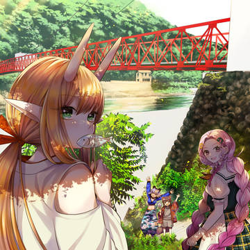 美濃橋で一二美家の皆と
