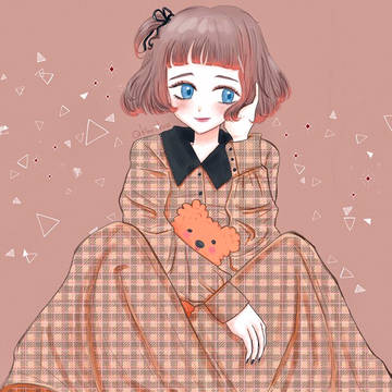 秋色チェックワンピースの子