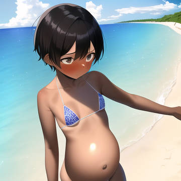 ボーイッシュ褐色ロリボテ腹ビキニcg