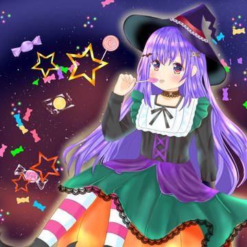 魔女カボチャにのる