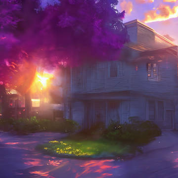 夕日の沈む西洋の町並み(異世界風)【アニメ風背景素材】