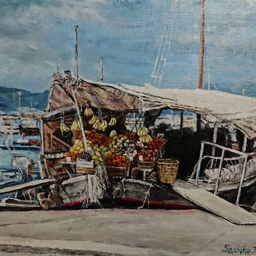 エーゲ海の果物売り(F6号油彩)