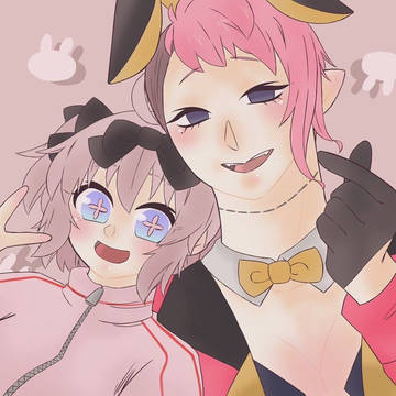 ピンクヘアーおっぱいの2人