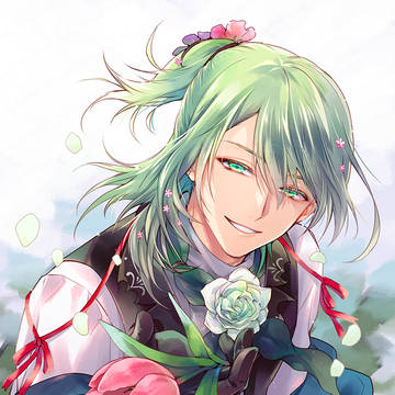 花と緑の青年
