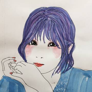 考え込む可愛い女性を描きました。素敵な１日でありますように！！