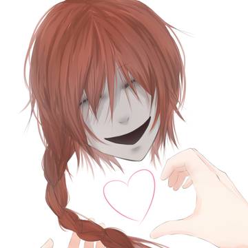 おさげ髪でハート
