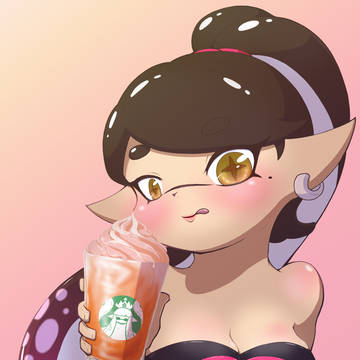 アオリちゃんと桃フラペチーノ