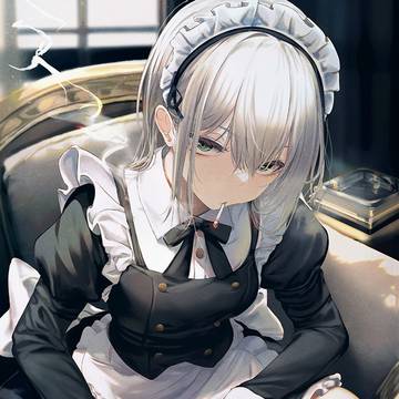 一服中のメイドちゃん