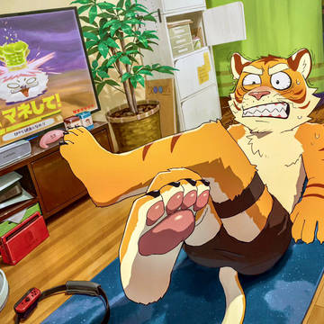 リングフィットをするトラ