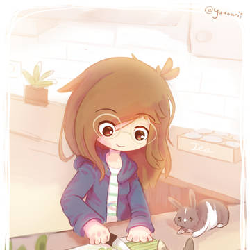 Cutting veggies for the buns