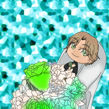 【トレス絵】ガラスの靴、フラワーアレンジメント。
