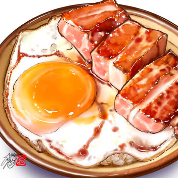 ベーコン目玉焼き丼