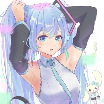 髪を結ぶミク