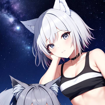 猫耳少女と夜景