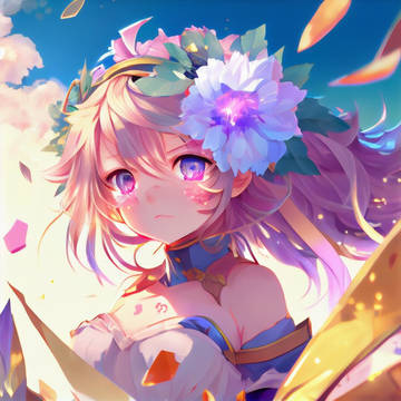 夕阳下的花少女