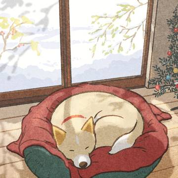 【くりすま犬絵室】つかの間の陽ざし