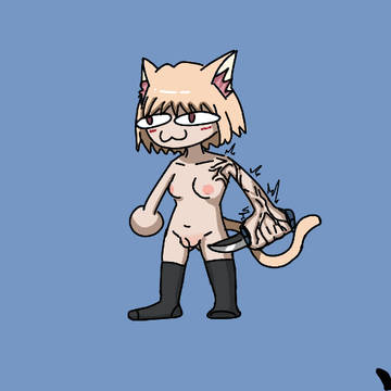 Neko arc with a knife