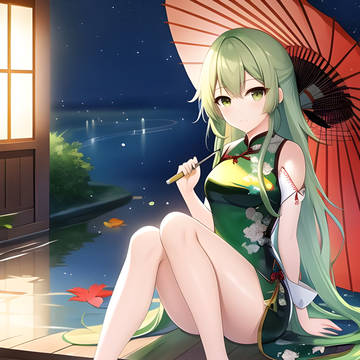 撑伞的旗袍少女