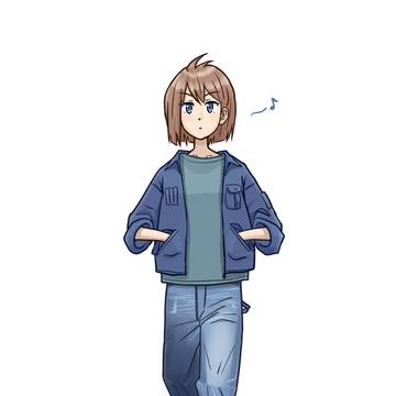 作業着？姿の女性