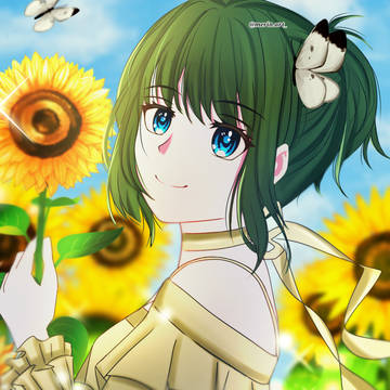 Girl with sunflowers
