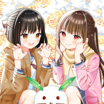 「雪うさぎだるま完成〜!」