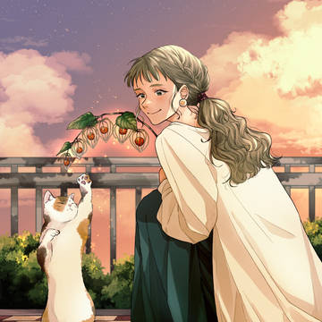 夕暮れと猫