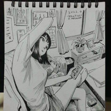 部屋での女の子