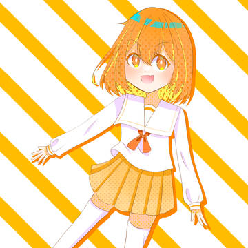 オレンジ色がメインの女の子です